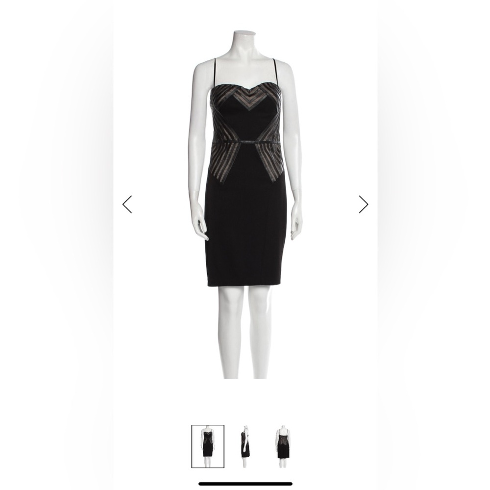 Aidan Mattox Black Dress with two tone mesh Accent Stripes